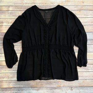 Torrid Smocked Ruffle Blouse - Black